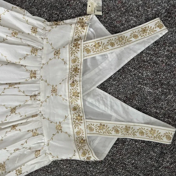 Michael Kors Cream and Gold Midi Dress womens size 8 - Picture 11 of 11